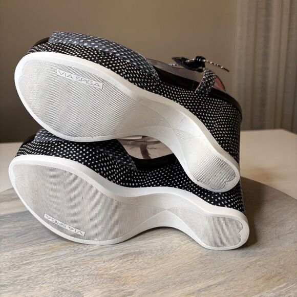 Via Spiga Aubrey Platform Wedge Open Toe Sandal Leather Snakeskin Size 10 M‎ - Picture 8 of 13